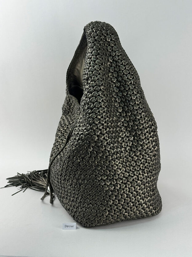 Lottusse Khaki Large Leather Woven Bag - Image 2