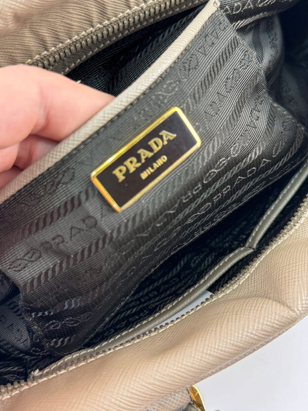 Pre-Owned Prada Mirage Leather Taupe Handbag - Image 8