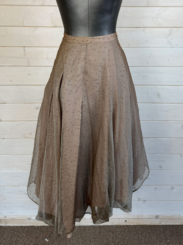 Pre-Owned Betty Jackson Taupe Chiffon Midi Skirt Size UK 10