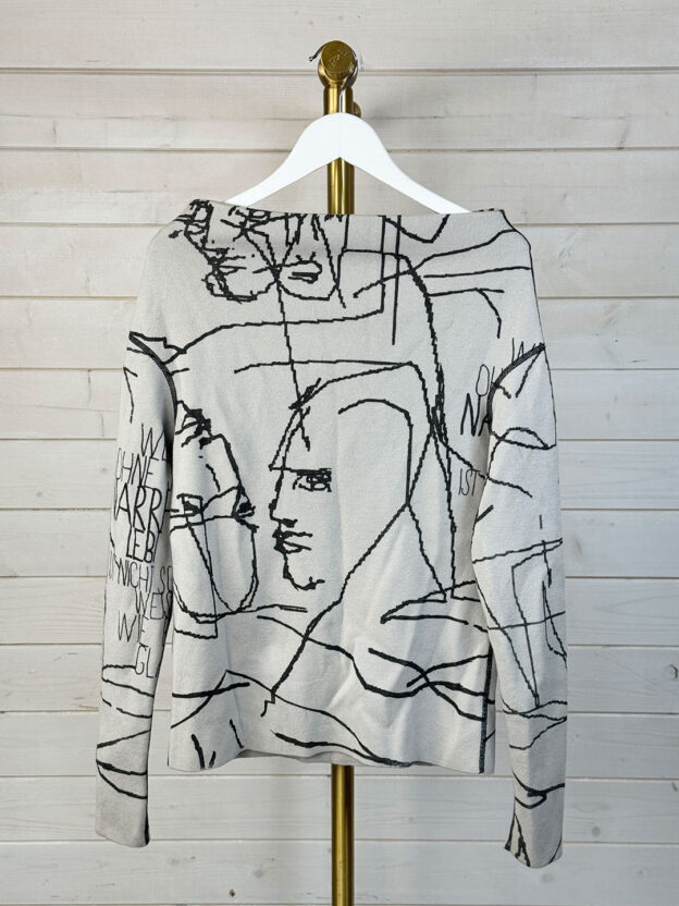 Pre-Owned Annette Gortz Grey Wool Knit Abstract Stretch Print Size XS - Image 2