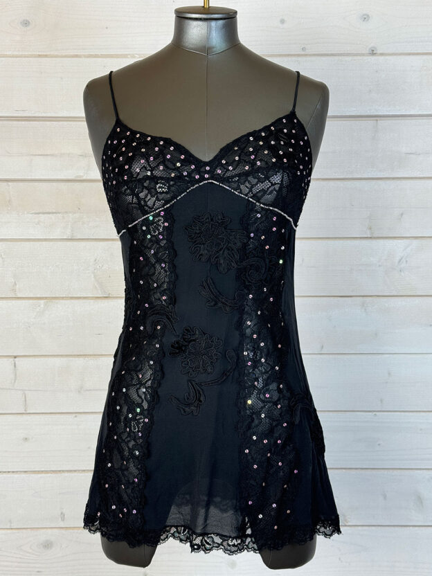 Pre-Owned Pinko Black Silk Sequin Top Size M