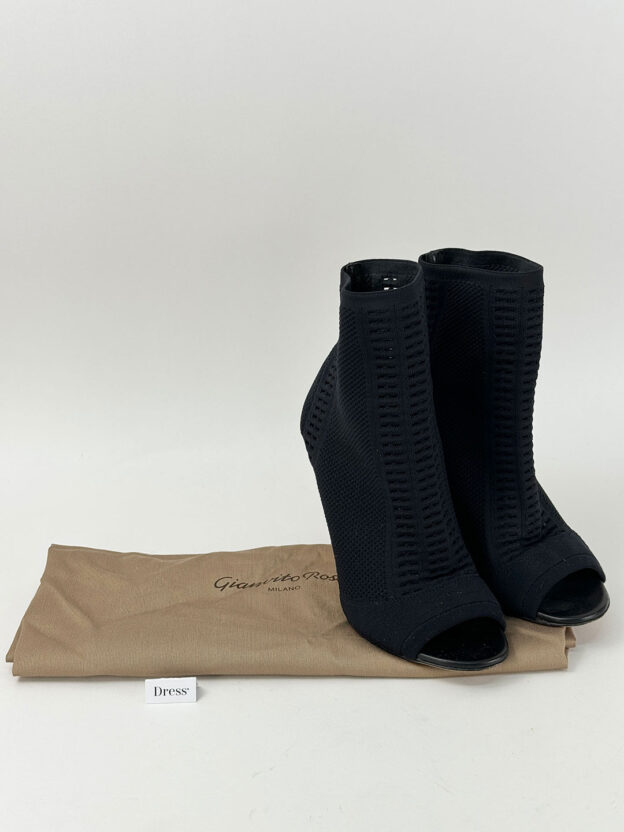 Gianvito Rossi Black Knit Open Toe Ankle Boots Size 37 (UK 4) - Image 6
