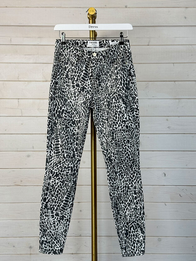 Pre-Owned Frame Animal Print Black & White Jeans Size 8