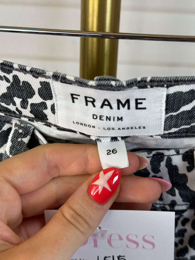 Pre-Owned Frame Animal Print Black & White Jeans Size 8 - Image 4