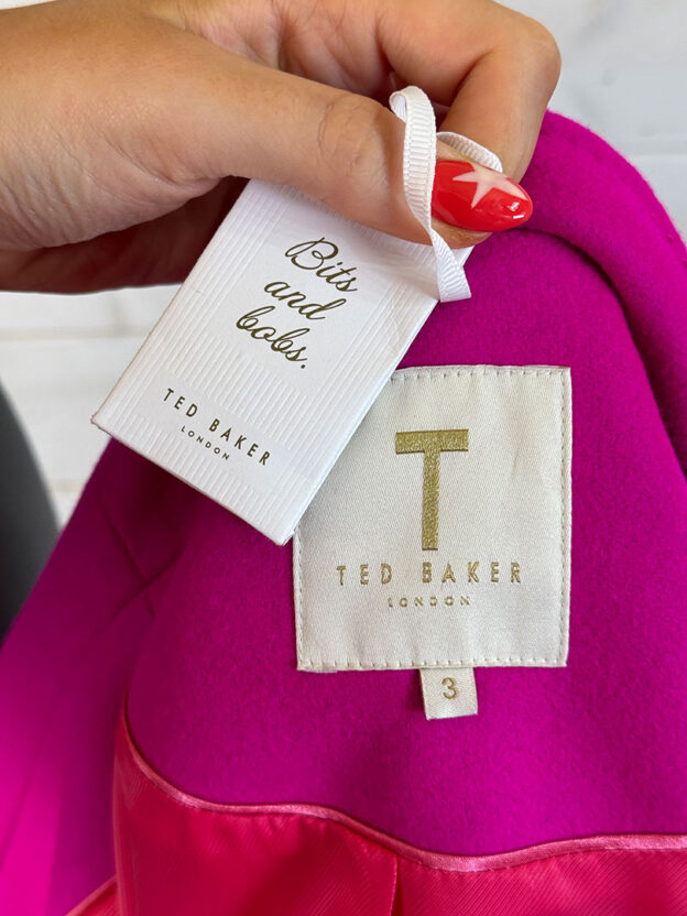 Ted Baker Pink Wool Belted Coat Size 3 (UK 12) - Image 3