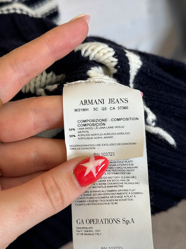 Armani Navy & Cream Roll Neck Jumper Size EU 46 (UK 18) - Image 4
