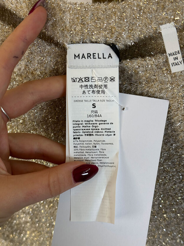Marella Gold Wide Neck Sweater Size S - Image 4