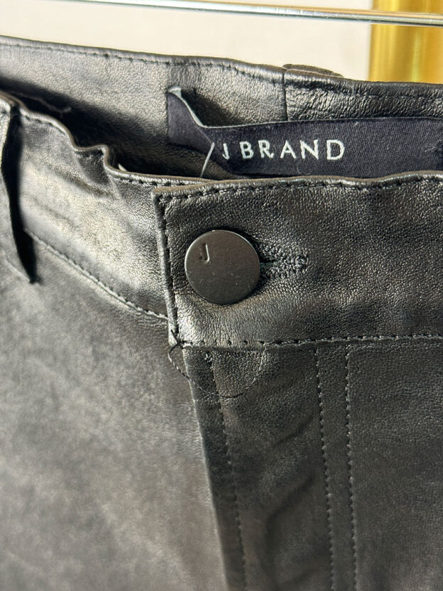 J Brand Black Lambs Leather Trousers 27" Waist - Image 2