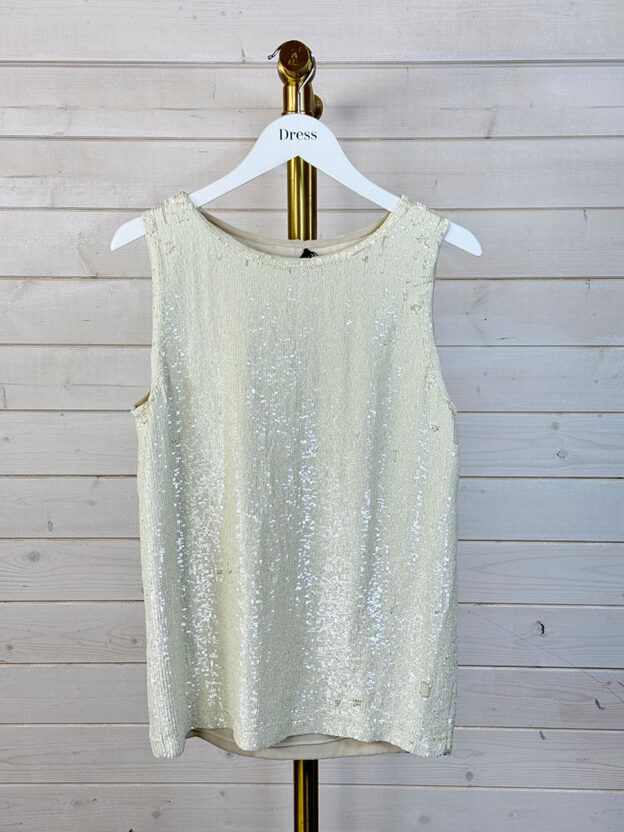 Pre-Owned Joseph Cream Sequin 100% Silk Top Size