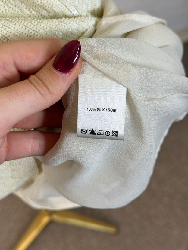 Pre-Owned Joseph Cream Sequin 100% Silk Top Size - Image 3