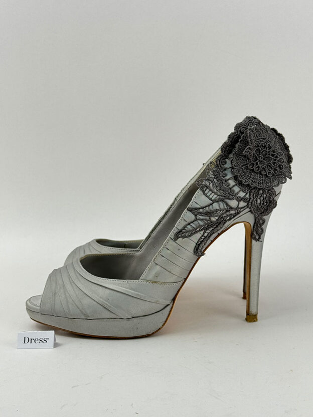 Karen Millen Grey Lace Heels Size 41 (UK 8) - Image 3
