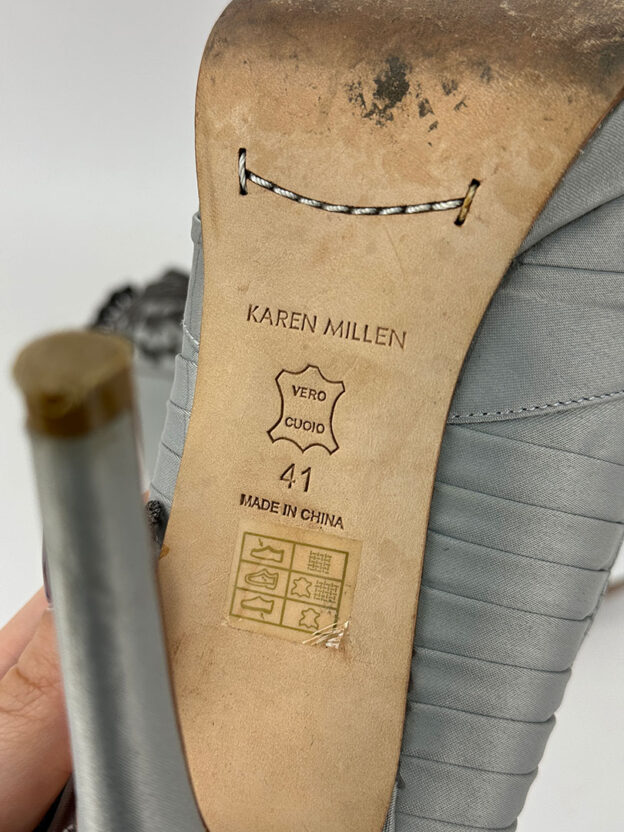 Karen Millen Grey Lace Heels Size 41 (UK 8) - Image 6