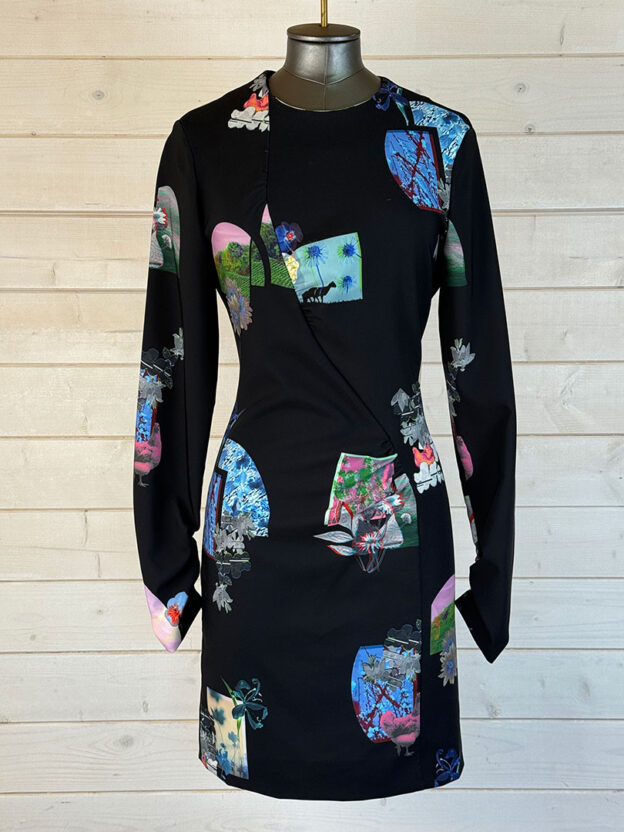 Bimba Y Lola Black Printed Dress Size M