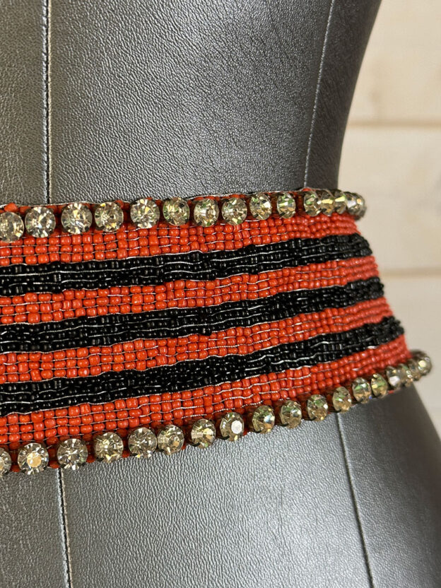 Maje Black & Orange Belt with Diamante Detail - Image 2