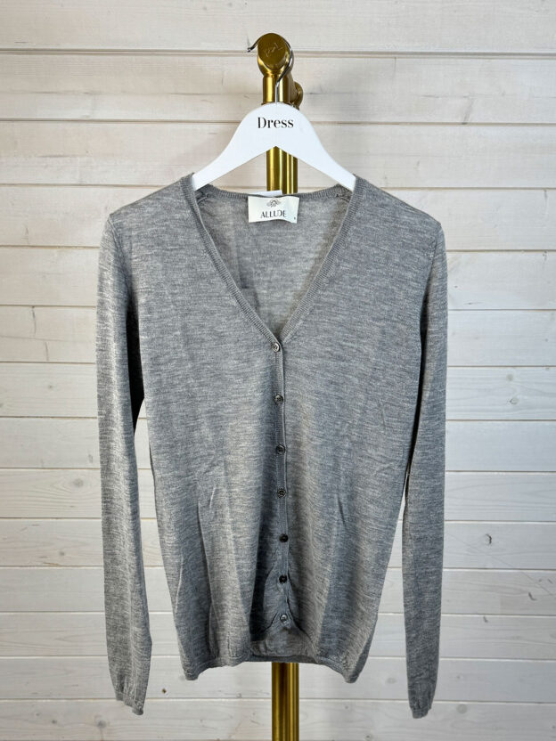 Pre-Owned Allude Pale Grey 100% Cashmere Cardigan Size S