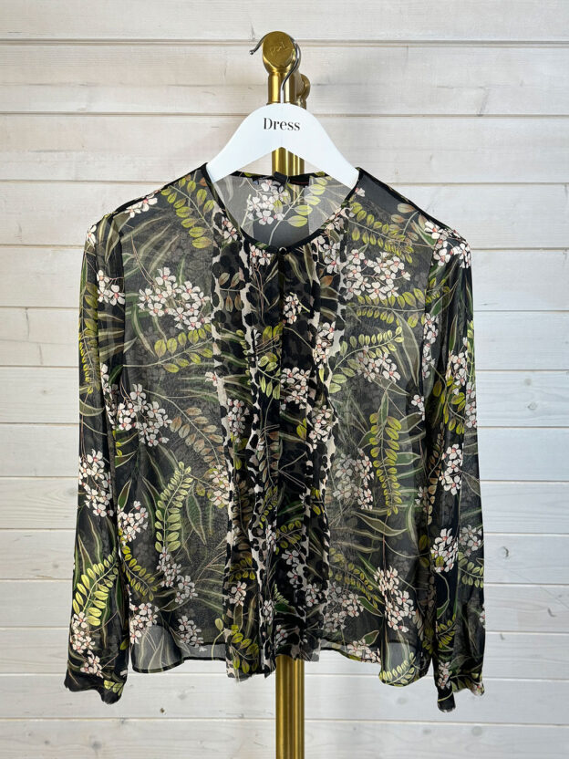 Marc Cain Black Floral Blouse Size N1 (UK 8)