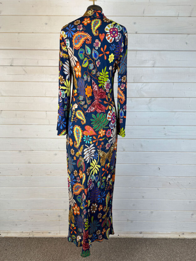 Rixo Navy Floral Long Dress Size UK 10 - Image 2