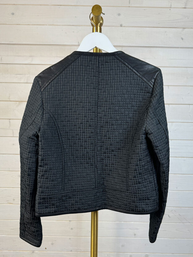 All Saints Black Short Faux Leather Jacket Size UK 10 - Image 2