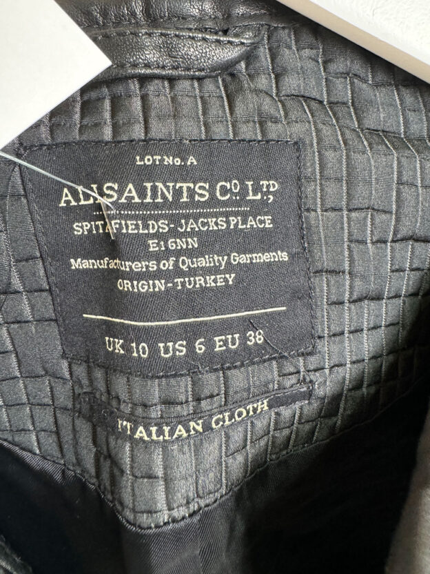 All Saints Black Short Faux Leather Jacket Size UK 10 - Image 4