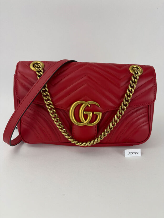 Gucci GG Marmont Chain Strap Single Flap Leather Handbag - Image 3