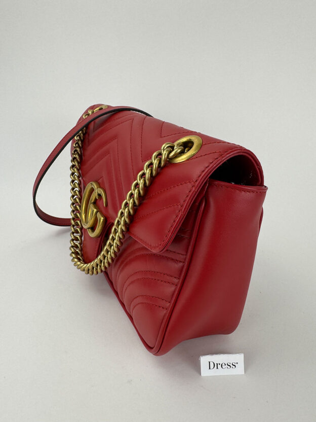 Gucci GG Marmont Chain Strap Single Flap Leather Handbag - Image 4