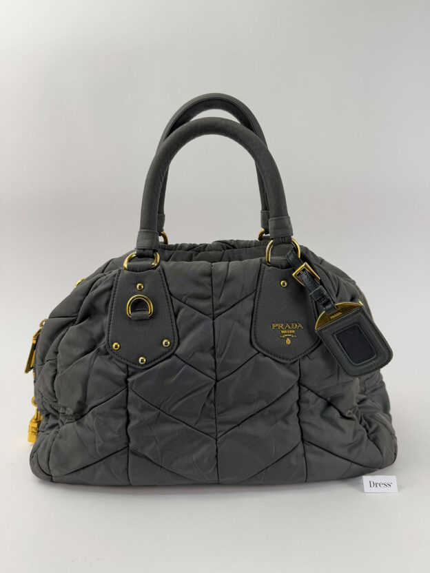 Prada Nylon Grey Bowling Bag