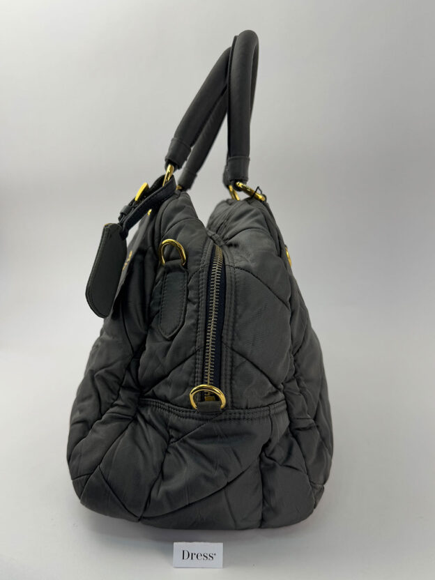Prada Nylon Grey Bowling Bag - Image 2