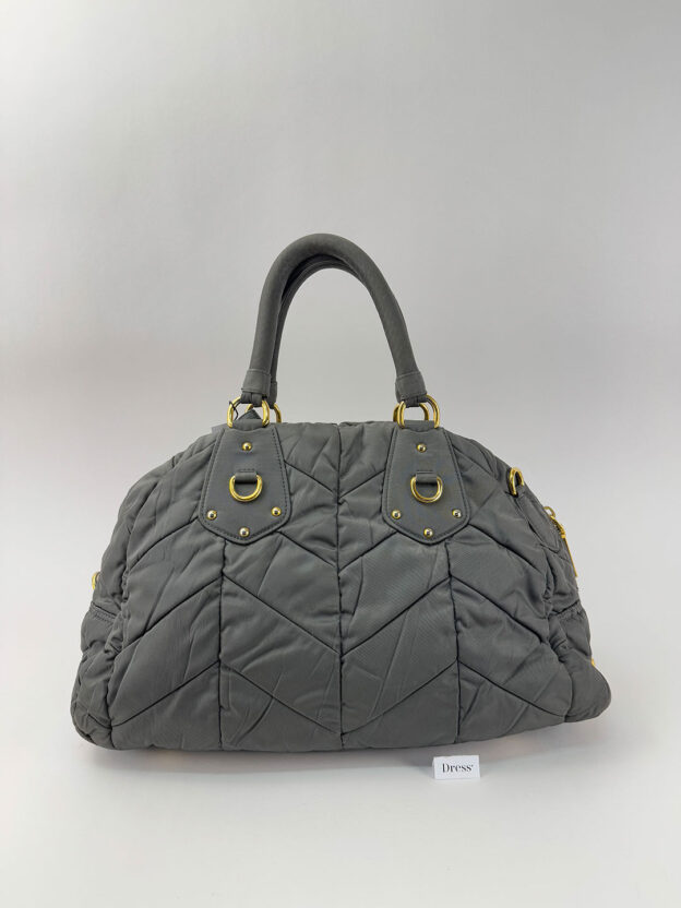 Prada Nylon Grey Bowling Bag - Image 3