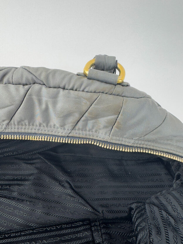 Prada Nylon Grey Bowling Bag - Image 5