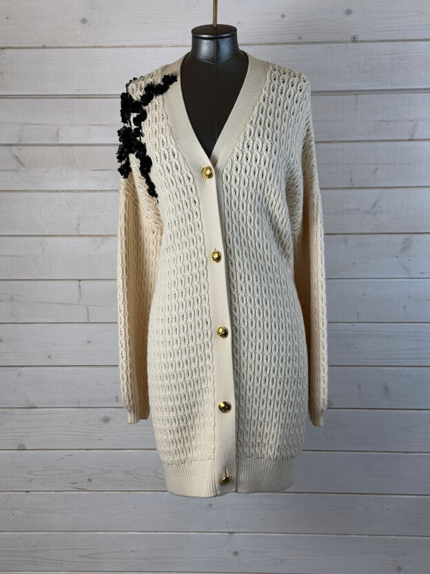 Escada Cream Chunky Knit Cardigan Size L
