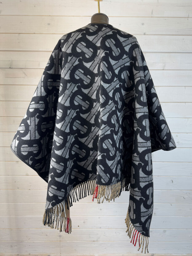 Burberry Graphite Monogram Wool & Cashmere Reversible Cape - Image 4