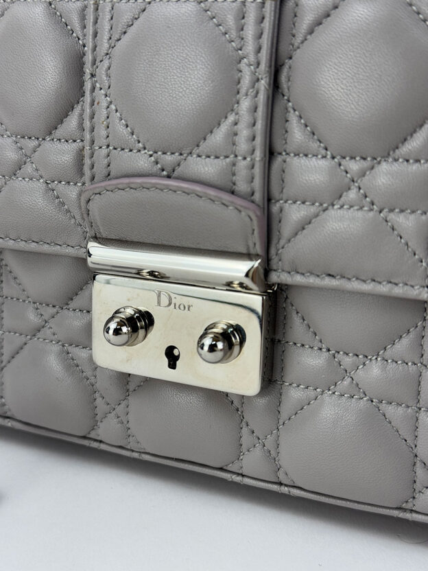 Dior Miss Dior Flap Grey Large Leather Shoulder Bag - Image 3