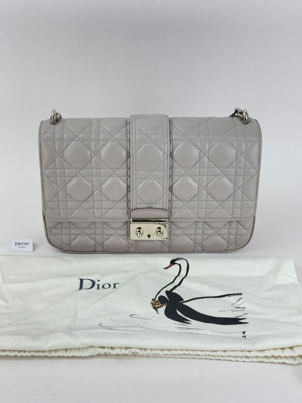 Dior Miss Dior Flap Grey Large Leather Shoulder Bag - Image 9