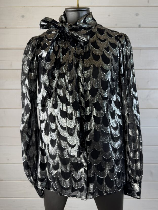 Michael Kors Black & Silver Blouse Size XXS