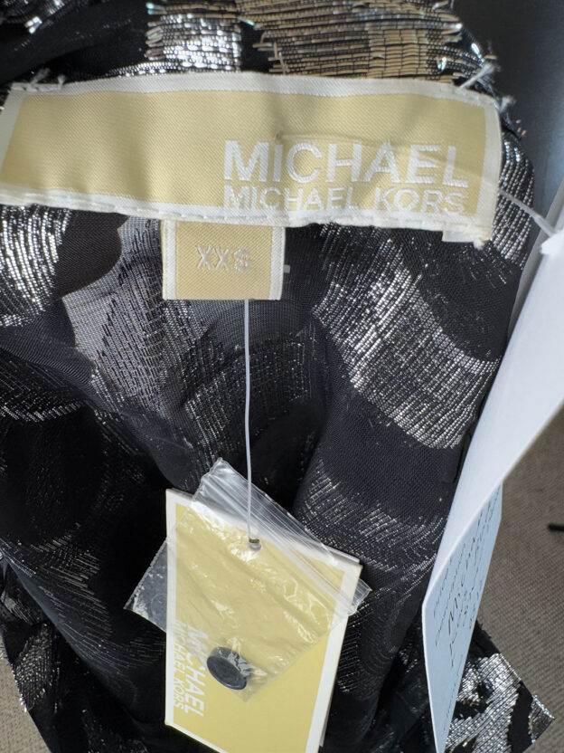 Michael Kors Black & Silver Blouse Size XXS - Image 5