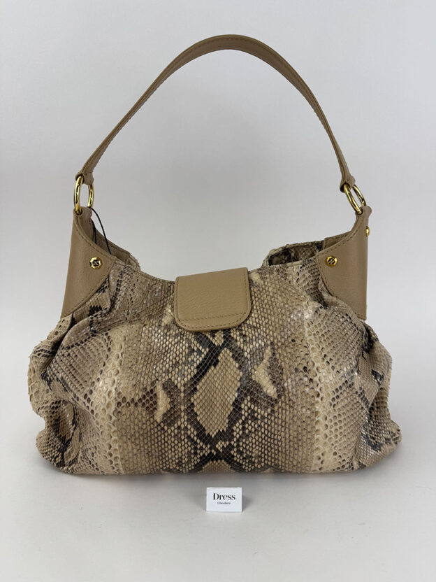 Gina Beige Snakeskin Handbag - Image 2