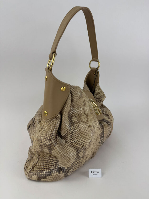 Gina Beige Snakeskin Handbag - Image 4