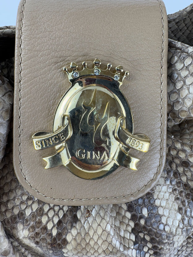 Gina Beige Snakeskin Handbag - Image 5