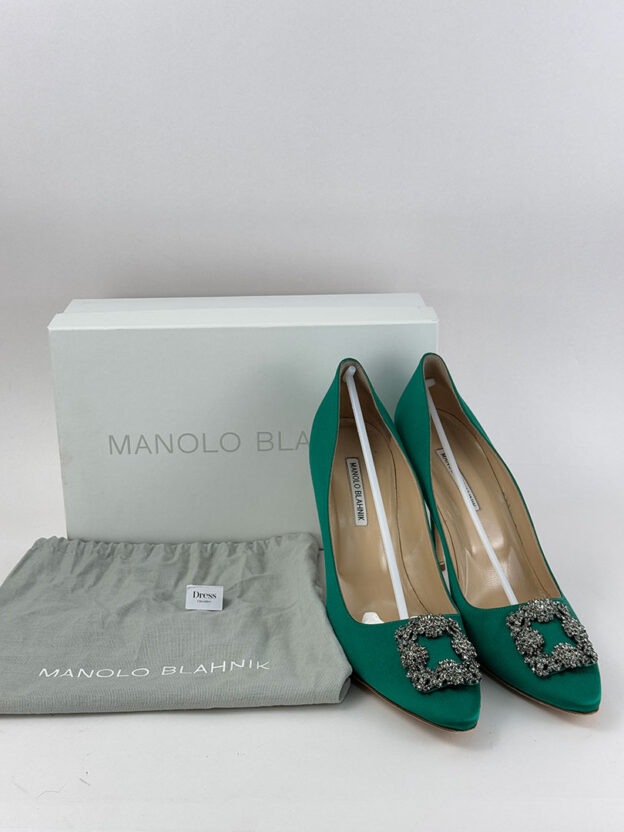 Pre-Owned Manola Blahnik Green Heels Size 42.5 (UK 9.5) - Image 2