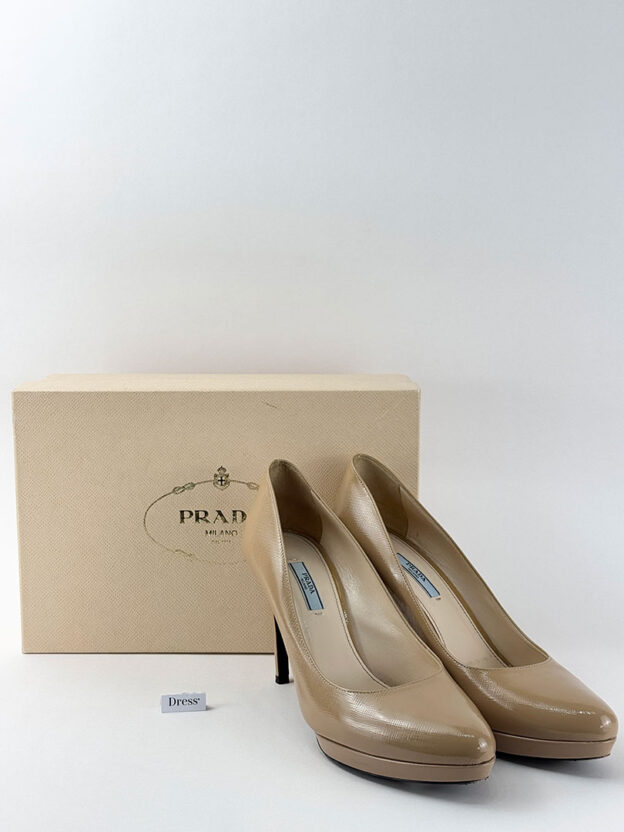Pre-Owned Prada Beige Patent Leather Pump Size 41.5 (8.5) - Image 7