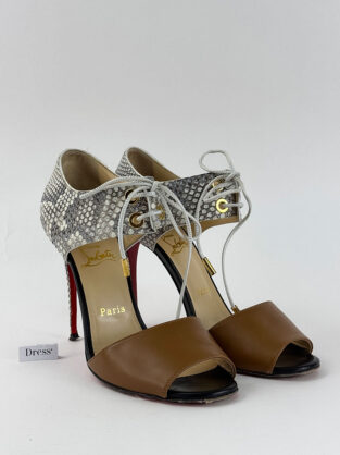 Christian Louboutin Mayerling Brown and Python Leather Heels Size 39 (UK 6)