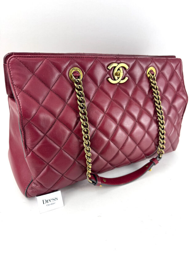 Chanel Large Quilted Lambskin Tote Handbag