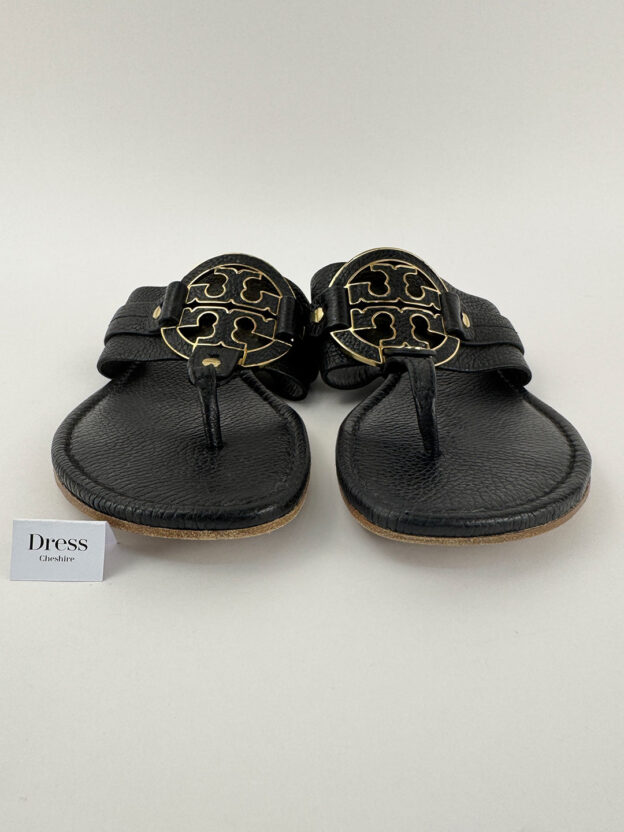 Tory Burch Black Leather Thong Sandal Size 39 (UK 6) - Image 2