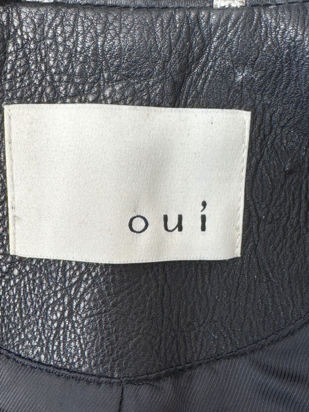Pre-Owned Qui Black Leather Star Jacket Size UK 14 - Image 3