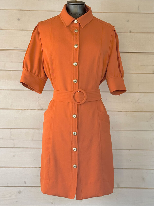 Pre-Owned Sandro Orange Button Up Dress Size 40 (UK 12)