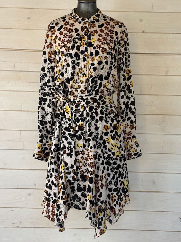 Pre-Owned Reiss Floral Yelllow & Black Dress Size 10