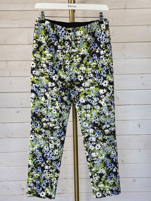 Marc Cain Green Floral Trousers Size N2 (UK 10)
