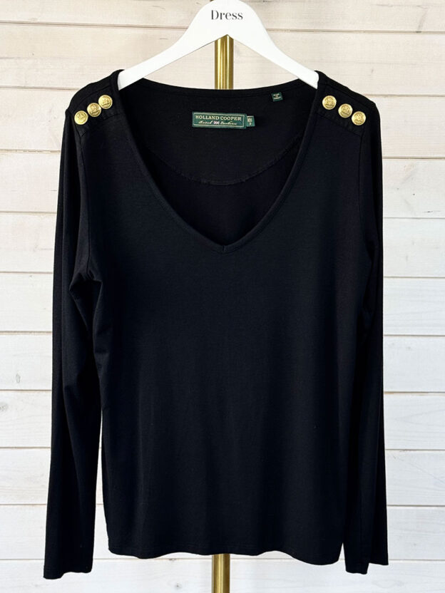 Holland Cooper Long Sleeve Black T-shirt Size S