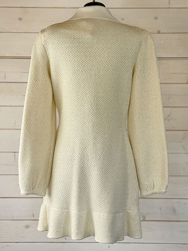 Self Portrait Cream Tweed Dress Size M - Image 2