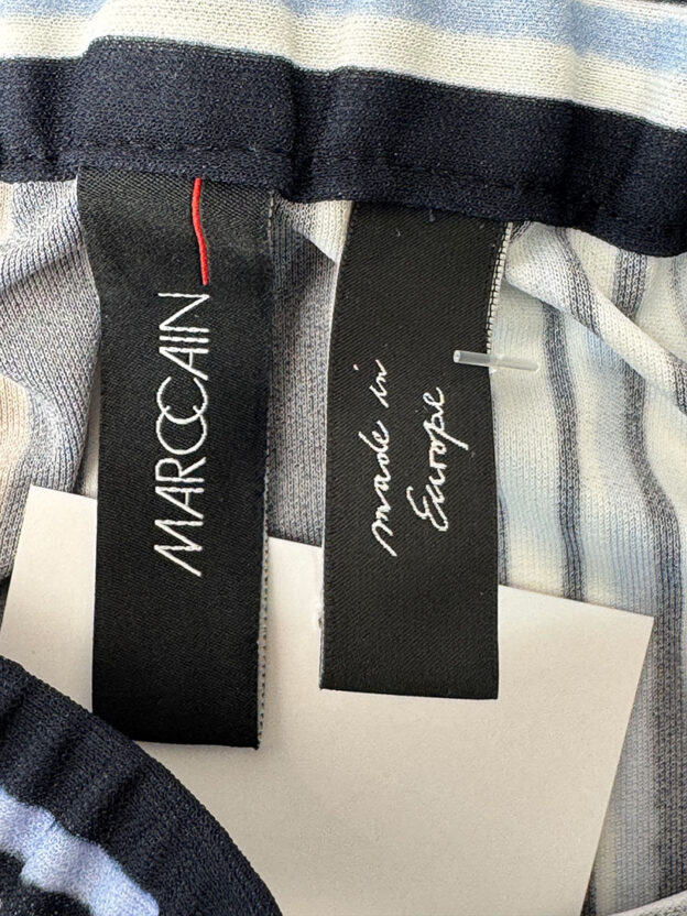 Marc Cain Stripped Navy White & Beige Trousers Size N2 (UK 10) - Image 4
